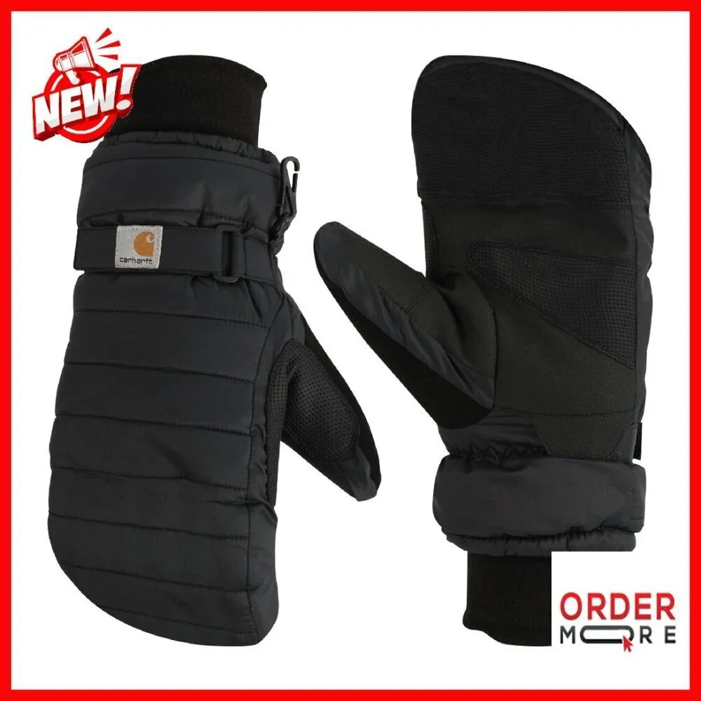 Quilted Insulated Mittens with FastDry Lining, Adjustable Snap Closure